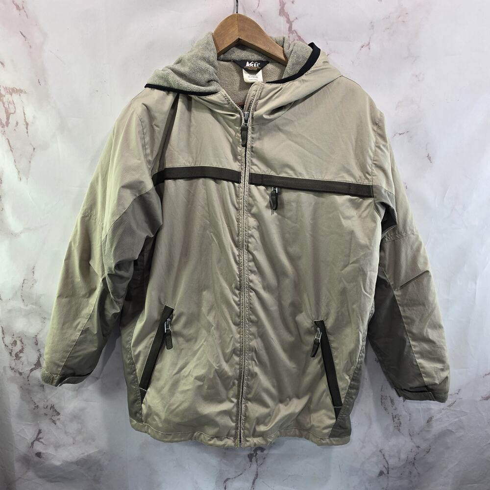 REI Coat Womens Large Brown Tan Shell Ski Snow Winter Fleece Lined Vintage